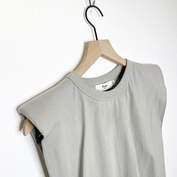 Frankie Shop Eva Padded Shoulder Tee Cotton T Shirt in Light Gray Size XS - Picture 3 of 7
